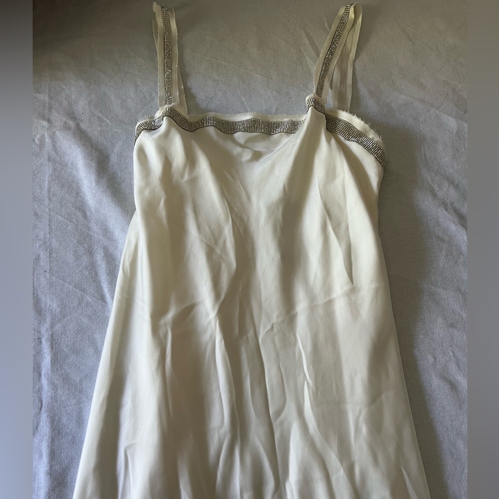 Zara white satin diamond mini dress